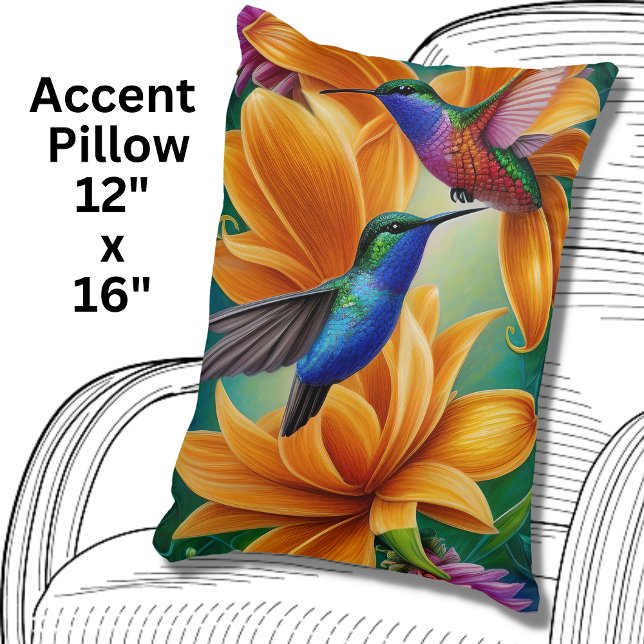 Humming Birds on Orange Blossoms Decorative Cushion (Creator Uploaded)