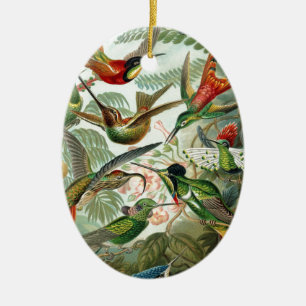 Humming Birds Paradise art Ceramic Tree Decoration