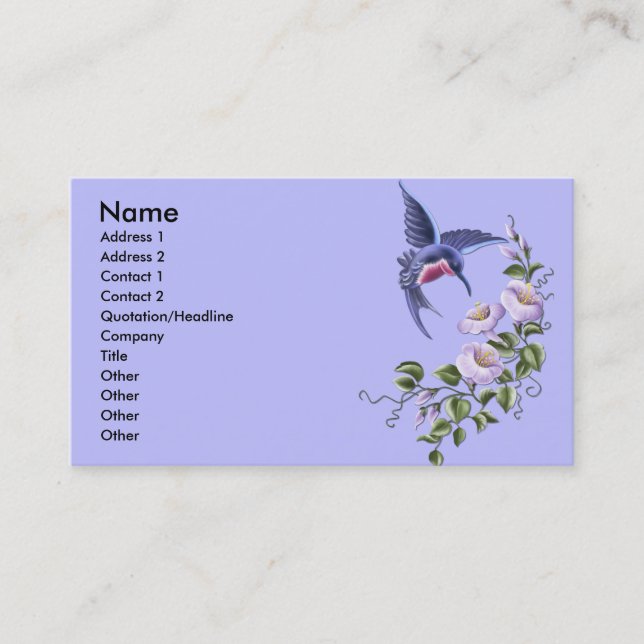 Hummingbird 2 Business Cards (Front)