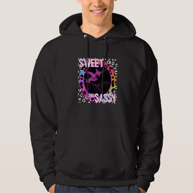 Hummingbird 90s Nostalgia Rainbow Leopard Print Tr Hoodie (Front)