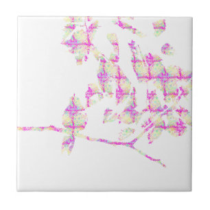 Hummingbird Abstract Pink Tile