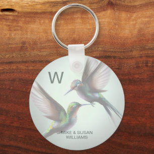 Hummingbird Add Photo Monogram Name Key Ring