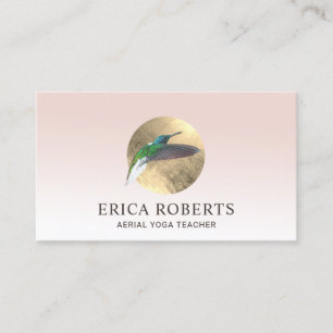 Hummingbird Aerial Yoga Instructor Blush Pink Business Card