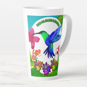 Hummingbird Amidst Nature’s Beauty, Serenade Wings Latte Mug