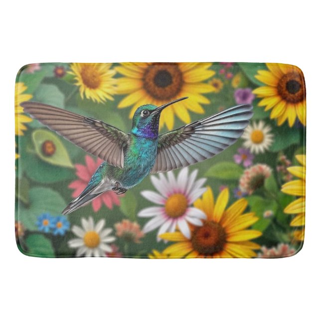 Hummingbird Among Flowers Bath Mat (Front)