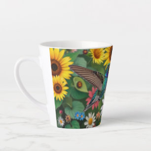 Hummingbird Among Flowers Latte Mug