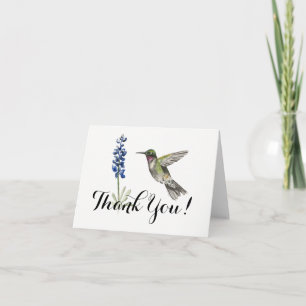 Hummingbird and Bluebonnet blank Thank You Card