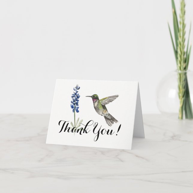 Hummingbird and Bluebonnet blank Thank You Card (Front)