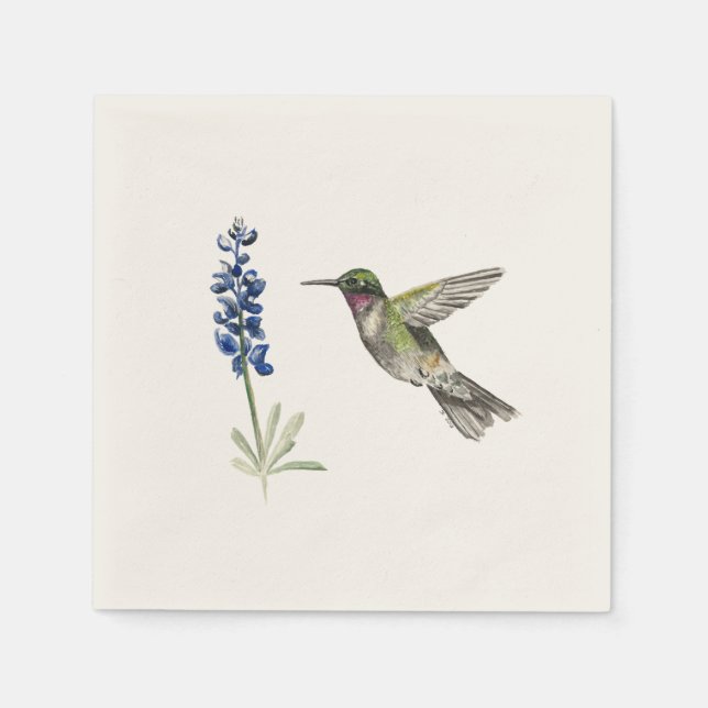 Hummingbird and Bluebonnet Napkin (Front)