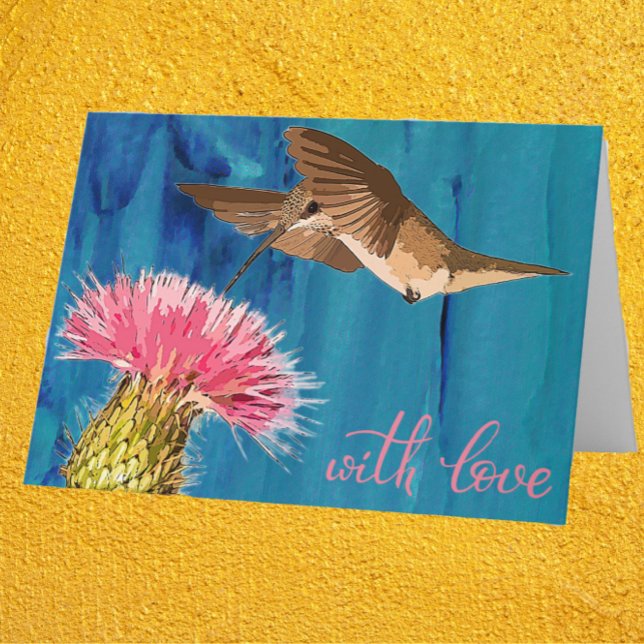 Hummingbird and Cactus Bloom Mother's Day Card (Creator Uploaded)