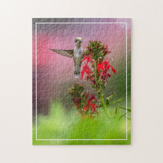 Hummingbird And Cardinal Flower Jigsaw Puzzle (Vertical)