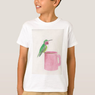 Hummingbird and Coffee cute bird painting watercol T-Shirt