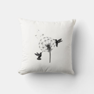 Hummingbird and Dandelion Flower Nature Art Cushion