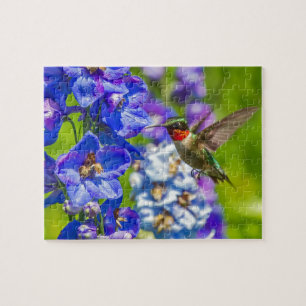 Hummingbird And Delphinium Jigsaw Puzzle
