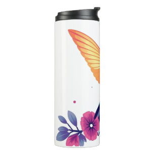 Hummingbird and Floral Thermal Tumbler