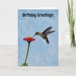 Hummingbird and Flower Art Cute Birthday Card
