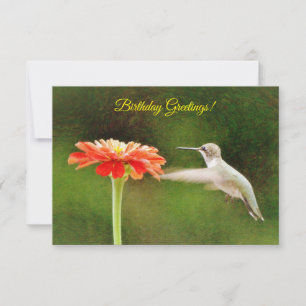 Hummingbird and Flower Birthday Card
