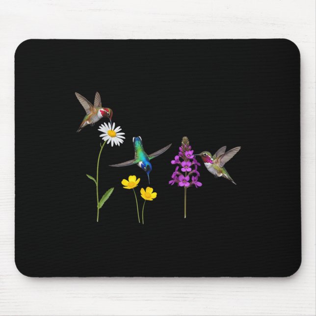 Hummingbird And Flower Funny Bird Lover Men Women  Mouse Mat (Front)
