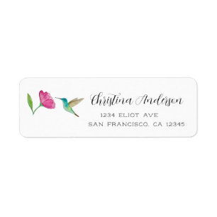 Hummingbird and Flower Label