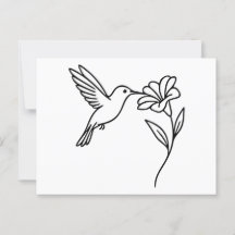 Hummingbird and Flower – Minimalist Black Line Art