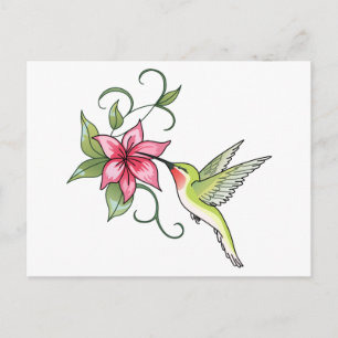 Hummingbird and Flower Postcard