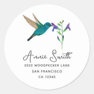 Hummingbird and Flowers Classic Round Sticker