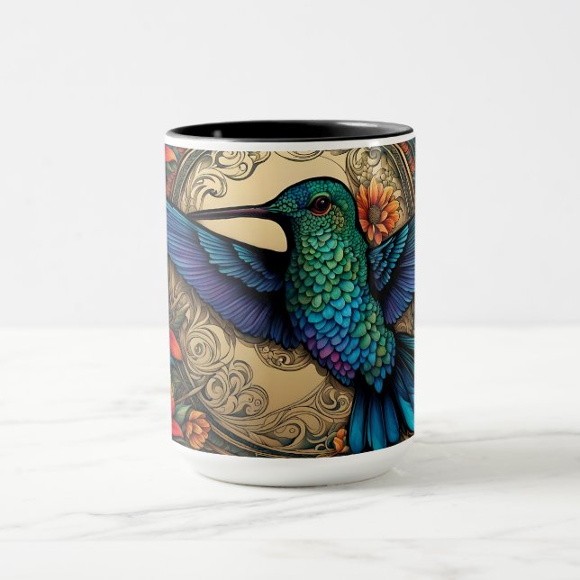 Hummingbird and Flowers Mug (Center)