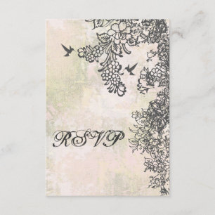 Hummingbird and Flowers Wedding RSVP Card