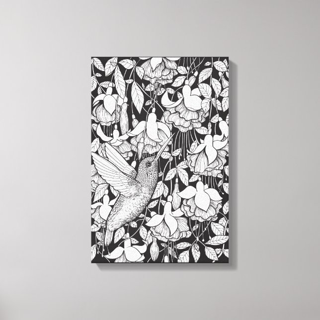 Hummingbird and fuchsia canvas print (Front)