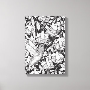 Hummingbird and fuchsia canvas print