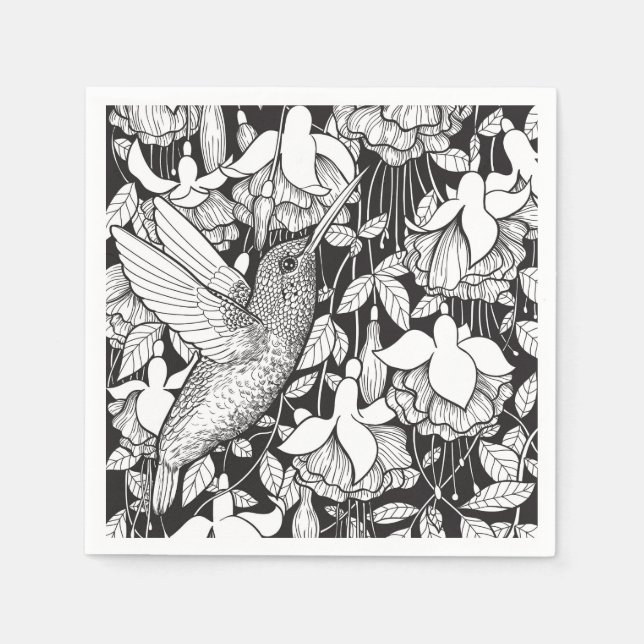 Hummingbird and fuchsia napkin (Front)