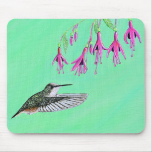 Hummingbird and Fuchsia Painting Mouse Mat
