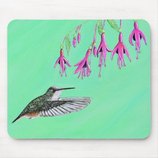 Hummingbird and Fuchsia Painting Mouse Mat (Front)