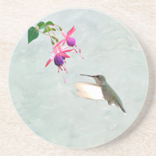 Hummingbird and Fuschia Coaster
