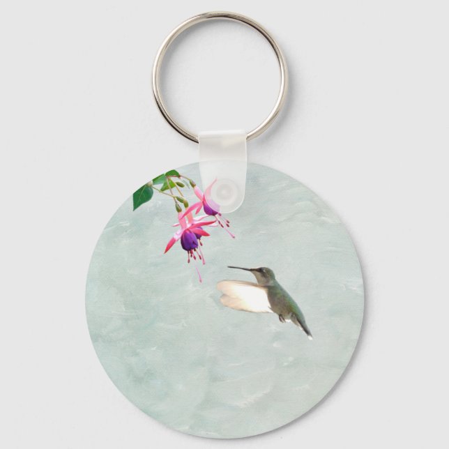 Hummingbird and Fuschia Key Ring (Front)