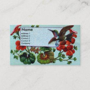 Hummingbird and Geraniums Victorian Business Card