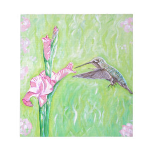 Hummingbird and Gladioli Painting Notepad