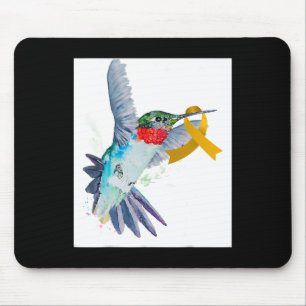 Hummingbird and Gold Ribbon Childhood Cancer Aware Mouse Mat