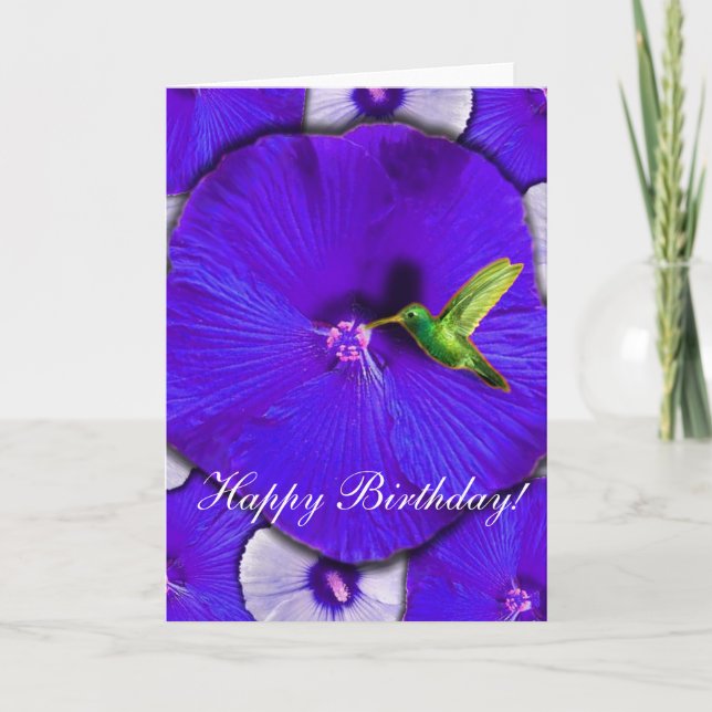 Hummingbird and Hibiscus Birthday Card (Front)