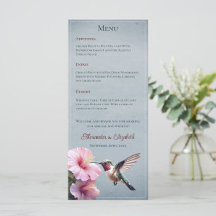 Hummingbird and Hibiscus Blue Wedding Menu