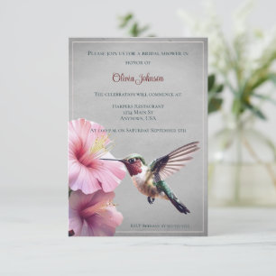 Hummingbird and Hibiscus Bridal Shower   Grey Invitation