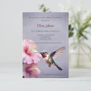 Hummingbird and Hibiscus Bridal Shower Purple Invitation