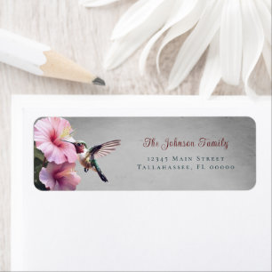 Hummingbird and Hibiscus    Grey Wedding Address