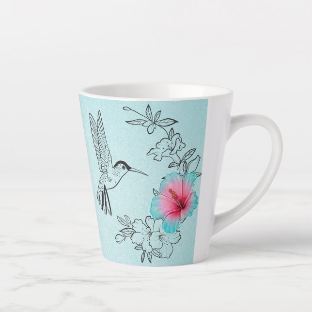 Hummingbird and Hibiscus Latte Mug (Right)