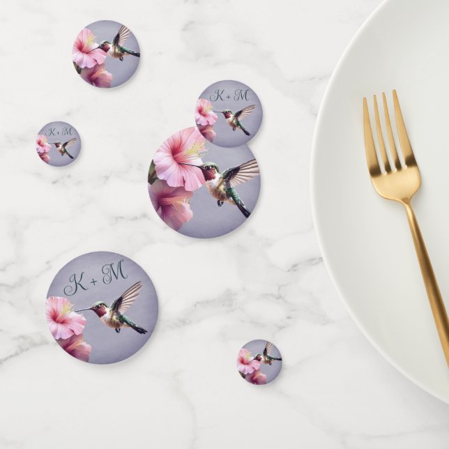 Hummingbird and Hibiscus Monogram Wedding | Purple Confetti (Group)