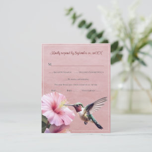 Hummingbird and Hibiscus Pink Wedding RSVP
