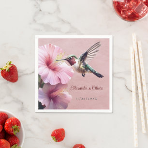 Hummingbird and Hibiscus Wedding   Pink Napkin