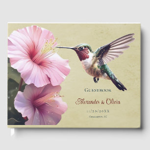 Hummingbird and Hibiscus Wedding   Yellow Guest Book