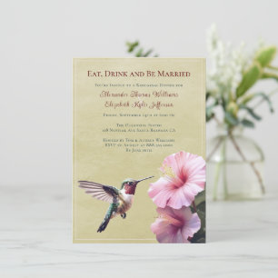 Hummingbird and Hibiscus Yellow Rehearsal Dinner Invitation