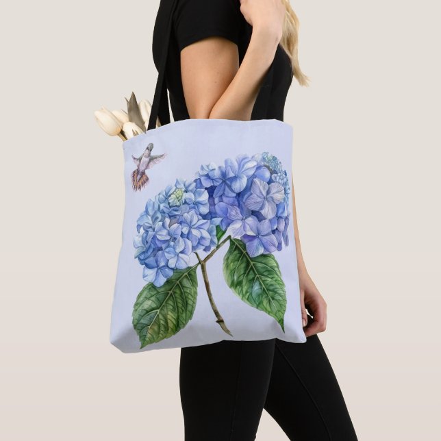 Hummingbird and Hydrangea  Tote Bag (Close Up)